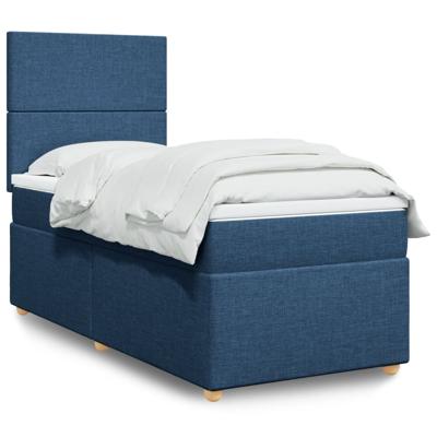 Boxspring met matras stof blauw 90x200 cm