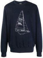 A.P.C. sweat à logo imprimé - Bleu - thumbnail