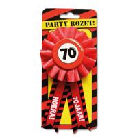 Leeftijd 70 jaar rozet/badge - verjaardag - rood - feestartikelen - thumbnail