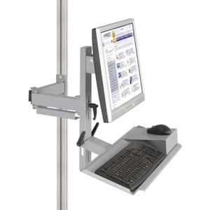 Manuflex ZB8287.9006 Ergonomie monitor dragers voor CANTOLAB en aluminium met toetsenbord- en muis oppervlak, VESA-adapter 75 mm