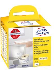 Avery-Zweckform Rol met etiketten Compatibel vervangt DYMO, Seiko 99012, S0722400 89 x 36 mm Papier Wit 260 stuk(s) Permanent hechtend Adresetiketten ASS0722400