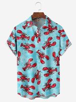 Lobster Chest Pocket Short Sleeve Hawaiian Shirt - thumbnail