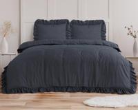 RoyalTextile - Ruffles Antraciet Dekbedovertrek - Micropercal - 240 x 220 RoyalTextile - Ruffles Antraciet Dekbedovertrek - Micropercal - 240 x 220