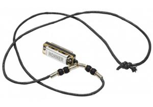 Hohner Mini Harmonica C met halsketting - zwart