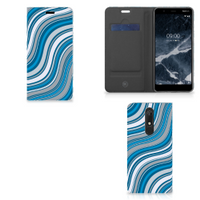 Nokia 5.1 (2018) Hoesje met Magneet Waves Blue