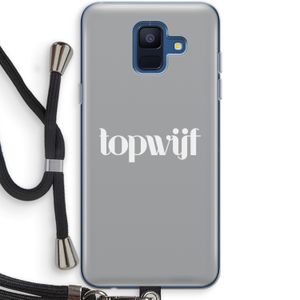 Topwijf Grijs Wit: Samsung Galaxy A6 (2018) Transparant Hoesje met koord