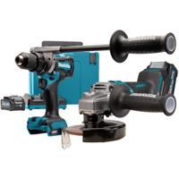 Makita 40 v max combiset dk0124g201 (blauw, haakse slijper + schroefboor, mbox, snellader en 2 accu's (4,0 ah) inbegrepen)