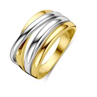Stijlvolle 14k Bicolor Wit- en Geelgouden Ring - Breedte 12mm