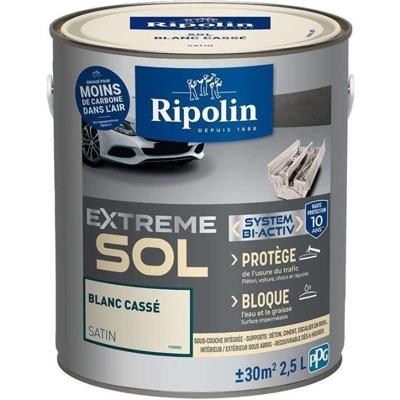 RIPOLIN Vloerverf voor Binnen & Buiten - Gebroken Wit Satijn, 2.5L