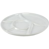 Wit fondue/gourmet/bbq bord 22,7 x 1,8 cm 6-vakken