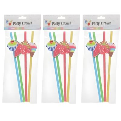 Gerimport Cocktail feest rietjes - herbruikbaar - kunststof - 12x stuks - gekleurd - leuke decoratie