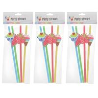 Gerimport Cocktail feest rietjes - herbruikbaar - kunststof - 12x stuks - gekleurd - leuke decoratie