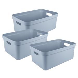 Sunware opbergbox Sigma Home - 3x - kunststof - 45 liter - lichtblauw - opberg dozen/bakken