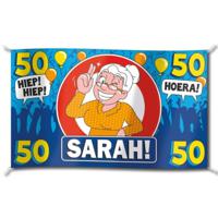 Gevelvlag verjaardag Sarah/50 jaar - 100 x 150 cm - versiering - feestartikelen