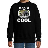 Sweater makis are serious cool zwart kinderen - maki apen/ maki familie trui - thumbnail