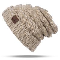 CC brief effen kleur wol hoeden beknopte breien Hat (donker Beige)