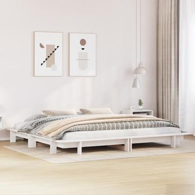 Bedframe zonder matras massief grenenhout wit 160x200 cm