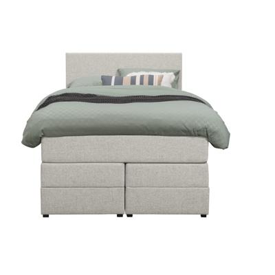 Leen Bakker - Boxspring Met Opbergruimte Liv Egaal - Ecru - 120x200 Cm - Stof - Crème