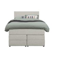 Leen Bakker - Boxspring Met Opbergruimte Liv Egaal - Ecru - 120x200 Cm - Stof - Crème