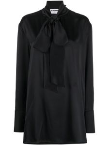 Jil Sander blouse nouée à fini satiné - Noir