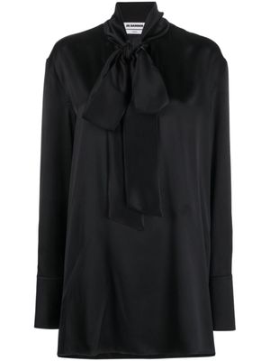Jil Sander blouse nouée à fini satiné - Noir