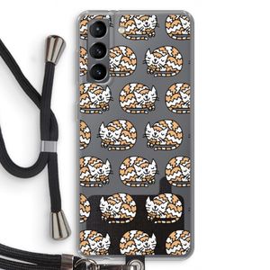 Slapende poes: Samsung Galaxy S21 Transparant Hoesje met koord