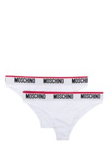 Moschino logo-waistband Brazilian briefs (pack of two) - Blanc