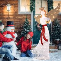 Verlichte Kerstengel met Harp en 120 Warmwitte LED-lampjes Kerstdecoratie