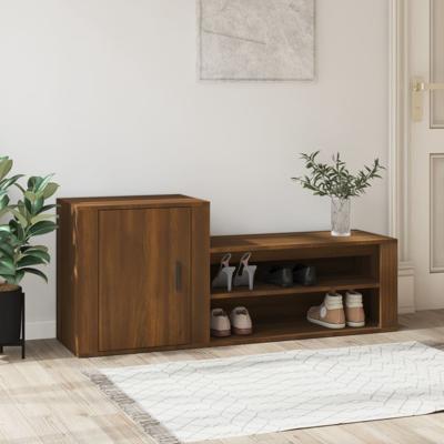 Schoenenkast 130x35x54 cm bewerkt hout bruin eikenkleur