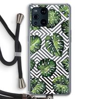 Geometrische jungle: Oppo Find X3 Pro Transparant Hoesje met koord