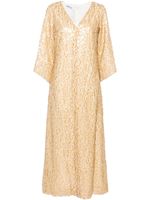 Baruni robe longue ornée de sequins à col V - Blanc