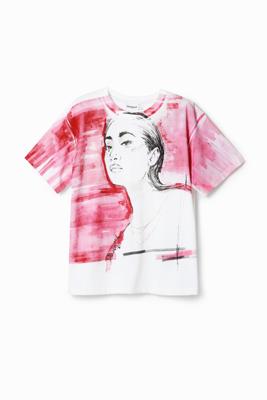 T-shirt met afbeelding van een meisje - WHITE - XL