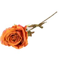 Kunstbloem roos Calista - oranje - 66 cm - kunststof steel - decoratie bloemen