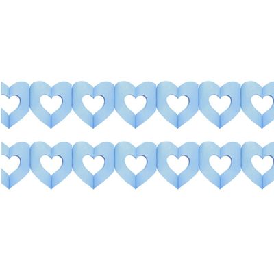 Set van 2x stuks hartjes slingers geboorte jongen blauw 3 meter