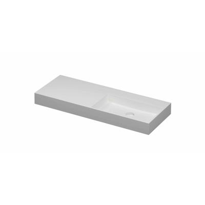 INK United Wastafel Porselein Rechts Zonder Kraangat incl. Porseleinen Click Plug en Verborgen Overloop Systeem - 1200x450x110 mm - Mat Wit