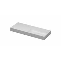 INK United Wastafel Porselein Rechts Zonder Kraangat incl. Porseleinen Click Plug en Verborgen Overloop Systeem - 1200x450x110 mm - Mat Wit