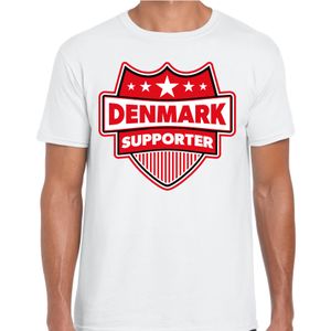 Denemarken / Denmark schild supporter t-shirt wit voor heren