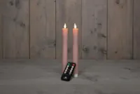 Anna&apos;s Collection LED dinerkaars flame effect rustiek 23 cm lichtroze 2 stuks