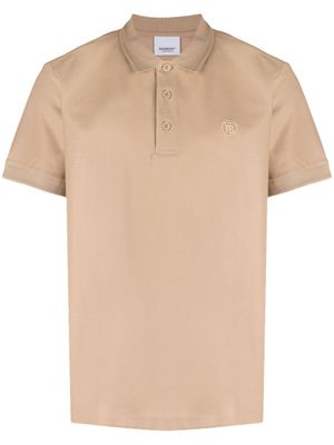 Burberry polo en coton à logo brodé - Tons neutres