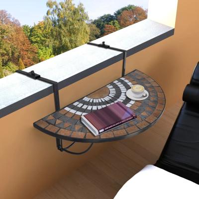 Balkontafel hangend mozaïek terracottakleurig en wit
