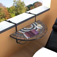 Balkontafel hangend mozaïek terracottakleurig en wit