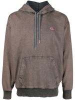 Diesel hoodie en jean à patch logo - Marron - thumbnail