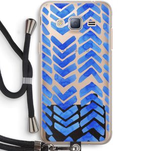Blauwe pijlen: Samsung Galaxy J3 (2016) Transparant Hoesje met koord