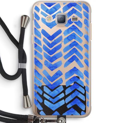 Blauwe pijlen: Samsung Galaxy J3 (2016) Transparant Hoesje met koord