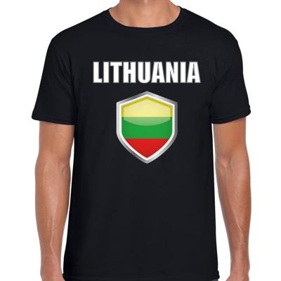 Litouwen vlag thema landen t-shirt - zwart - voor heren - Supporters kleding - korte mouwen