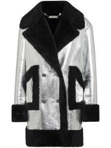 Philipp Plein manteau croisé en peau lainée - Argent