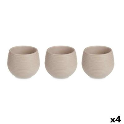 Pottenset Ibergarden Taupe Plastic 16,5 x 16,5 x 14,5 cm 51,5 x 14,5 x 16,5 cm (4 Stuks)