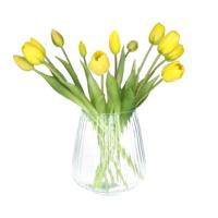 Bellatio Design Kunst tulpen boeket Bella - 12x stuks - geel - real touch - 40 cm   -