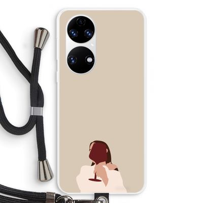 I drink wine: Huawei P50 Transparant Hoesje met koord