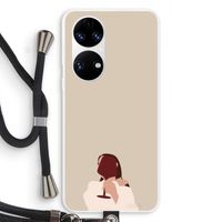I drink wine: Huawei P50 Transparant Hoesje met koord